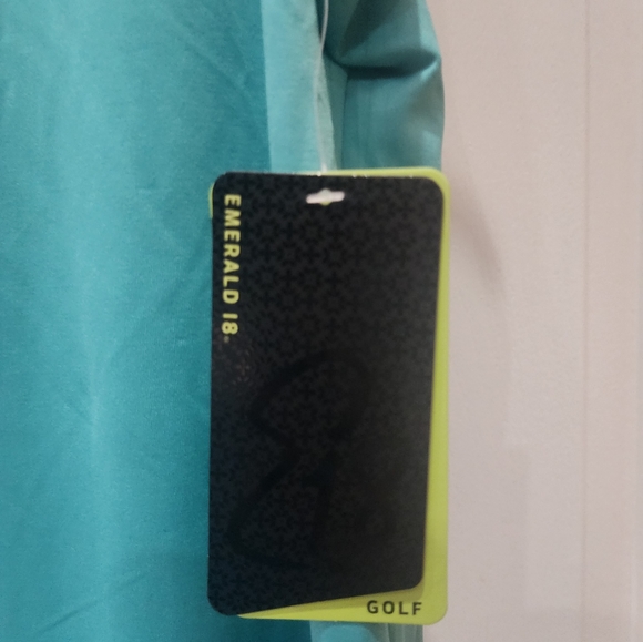 -NWT Emerald 18 Women's Golf Top Sleeveless Split V-Neck UPF 50+ Aqua Blue - Picture 2 of 8